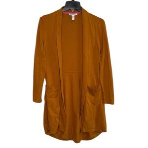 Isaac Mizrahi Live | Mustard Gold Orange Duster Open Front Knit Cardigan Sweater